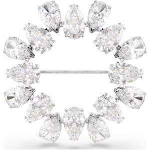 Swarovski Matrix brooch, Pear cut, clear, Rhodium finish