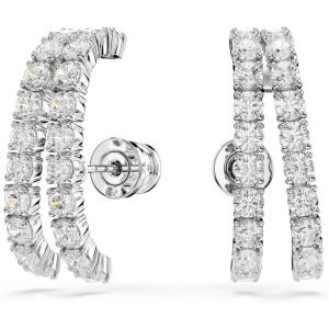 Swarovski Matrix ear cuffs, Round cut, clear, Rhodium finish