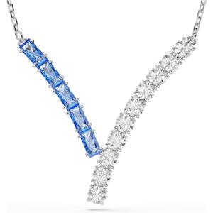 Swarovski Matrix pendant, Mixed cuts, Blue, Rhodium plated