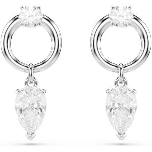 Swarovski Mesmera drop earrings, Mixed cuts, White, Rhodium Finish