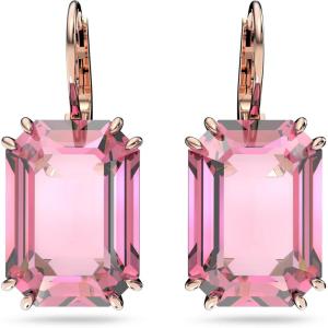 Swarovski Millenia Earrings, Octagon cut crystal, Pink, Rose-gold tone plated