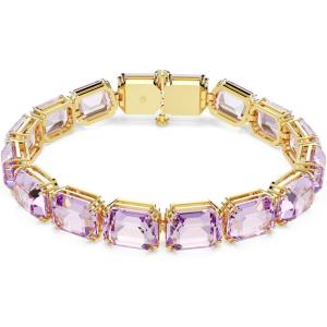 Swarovski Millenia Tennis bracelet, Octagon cut, Purple, Gold-tone finish