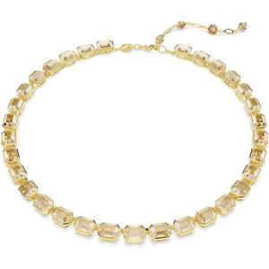 Swarovski Millenia Tennis necklace, Octagon cut, Yellow, Gold-tone plated
