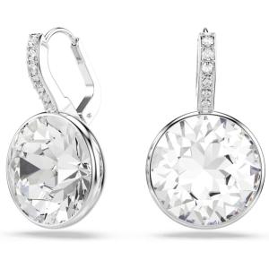 Swarovski Millenia drop earrings, Round cut, White, Rhodium Finish