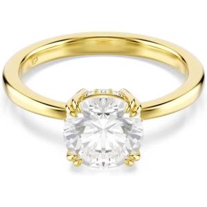 Swarovski Stilla Attract cocktail ring, Round cut, White, Gold-tone plated