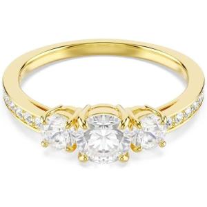 Swarovski Stilla Attract ring, Round cut, White, Gold-tone plated