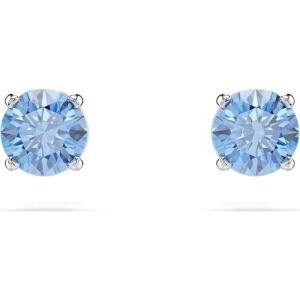 Swarovski Stilla Attract stud earrings, Round cut, Blue, Rhodium finish