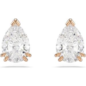 Swarovski Stilla stud earrings, Pear cut, White, Rose gold-tone finish
