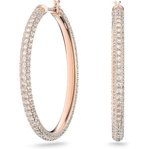 Swarovski Stone Crystal Earrings and Necklace Jewelry Collection(Hoop Earrings – Rose Gold Tone)