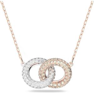 Swarovski Stone Crystal Earrings and Necklace Jewelry Collection(Necklace – Rose Gold & Rhodium Tone)