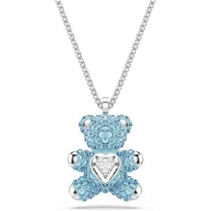 Swarovski Teddy pendant, Bear, Blue, Rhodium finish