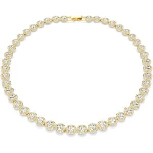 Swarovski UNA Angelic Tennis Necklace, Round Cut, Clear, Gold-Tone Finish