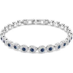 Swarovski Una Angelic Tennis bracelet, Round cut, Blue, Rhodium plated