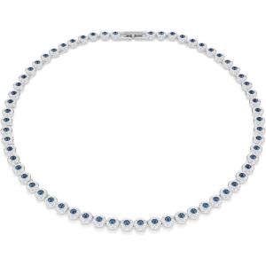 Swarovski Una Angelic Tennis necklace, Round cut, Blue, Rhodium plated