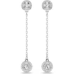 Swarovski Una Angelic drop earrings, Round cut, White, Rhodium finish
