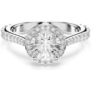 Swarovski Una Angelic ring, Round cut, Clear, Silver-tone finish, Size 6 3/4