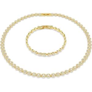 Swarovski Una Angelic set, Round cut, clear, Gold-tone finish