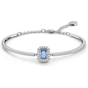 Swarovski Una Bangle, Octagon Cut Stone, Blue, Rhodium Finish