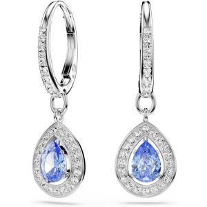 Swarovski Una Drop Earrings, Drop Cut, Blue, Rhodium Finished