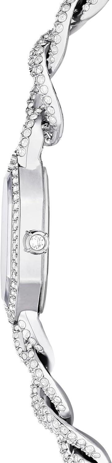 imageDextera Chain ampamp Crystal Watch Interlocking Stainless Steel with Pave Crystal Bracelet Band Octagon Shaped Oval Face with Embellished Crystals Swiss Made Part of The Dextera Watch Collection