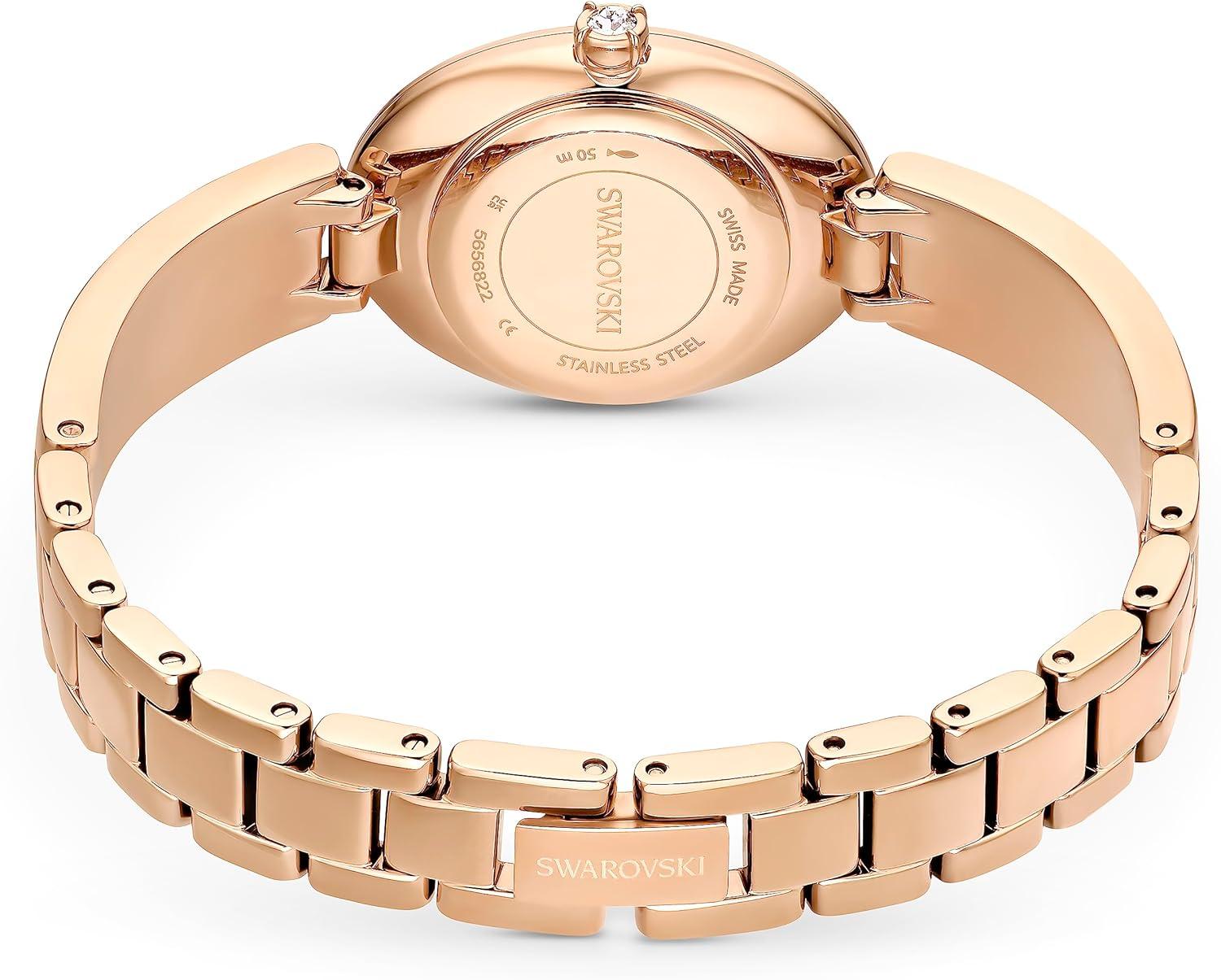 imageSwarovski Crystal Rock Oval Watch Metal Bracelet Blue Rose GoldTone Finish Swiss Made Part of The Crystal Rock Watch CollectionBlue Crystal Rock