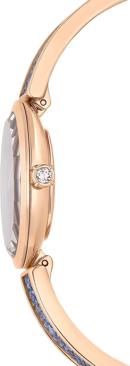 imageSwarovski Crystal Rock Oval Watch Metal Bracelet Blue Rose GoldTone Finish Swiss Made Part of The Crystal Rock Watch CollectionBlue Crystal Rock