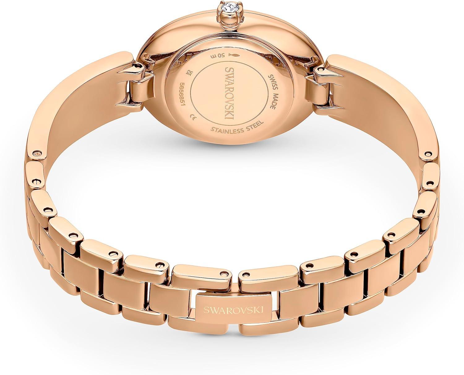 imageSwarovski Crystal Rock Oval Watch Metal Bracelet Blue Rose GoldTone Finish Swiss Made Part of The Crystal Rock Watch CollectionSilver Crystal Rock