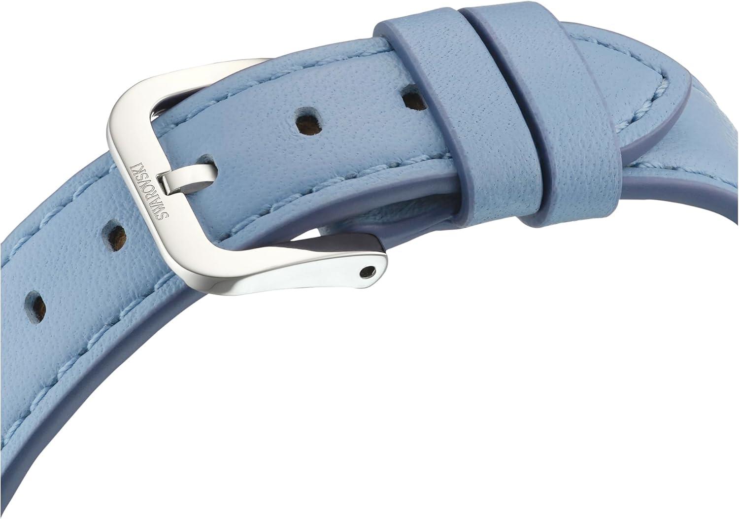 imageSwarovski Crystalline Lustre Leather Strap Band Swiss Made Stainless Steel Domed Saphire Glass 33mm 3460 Blue CrystalsBlue Leather Band