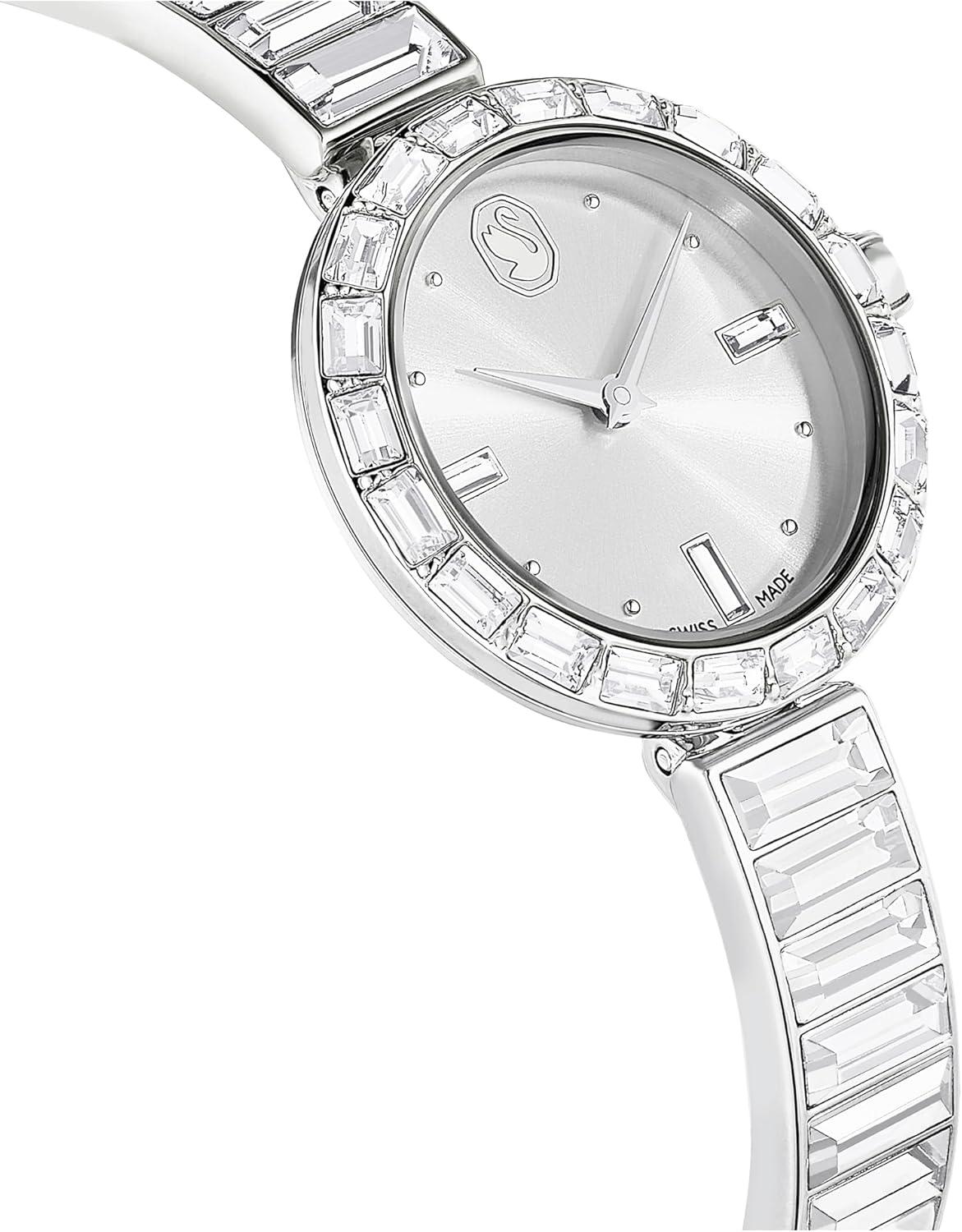 imageSwarovski Matrix Bangle Watch Swiss Made Crystal Bracelet Silver Tone Stainless SteelClear Crystal