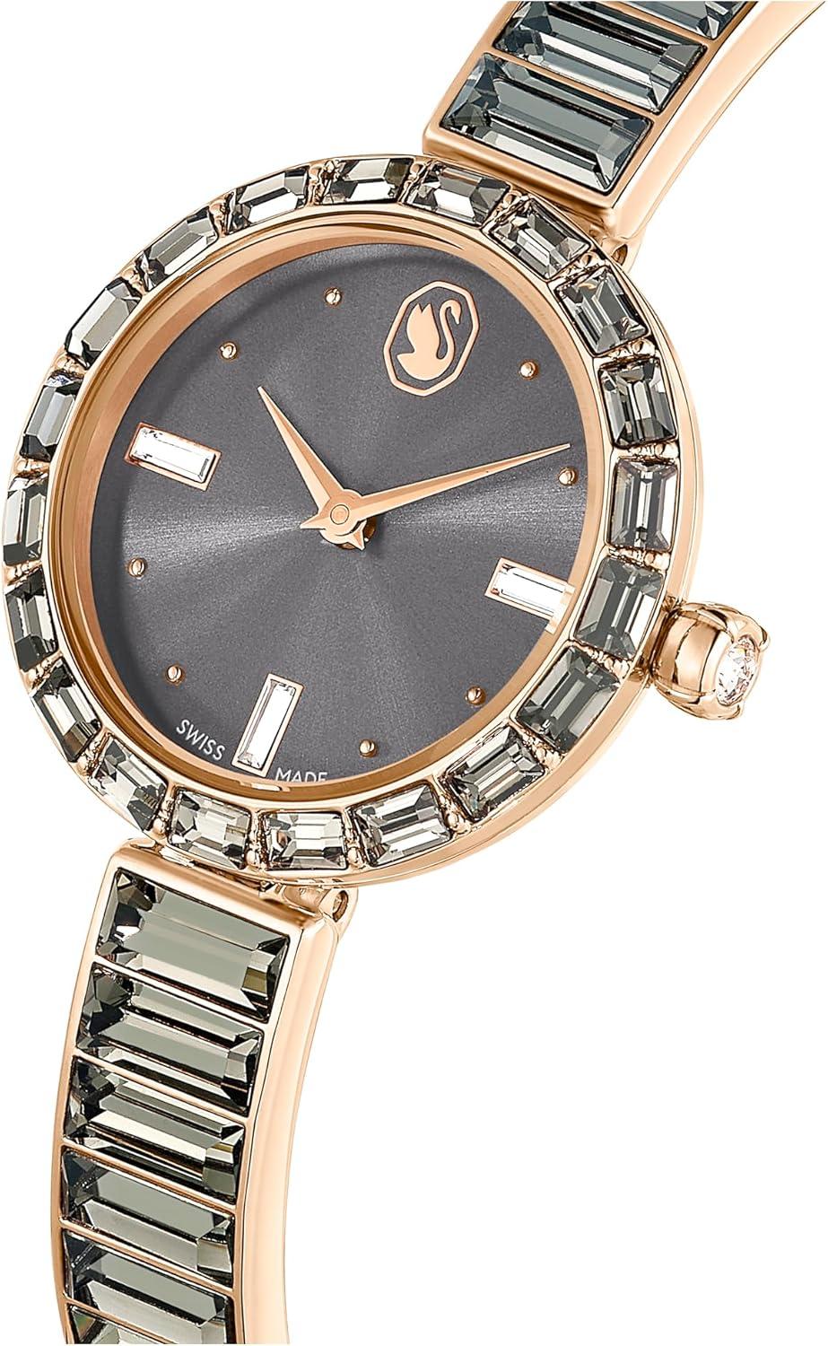 imageSwarovski Matrix Bangle Watch Swiss Made Crystal Bracelet Silver Tone Stainless SteelGrey Crystal