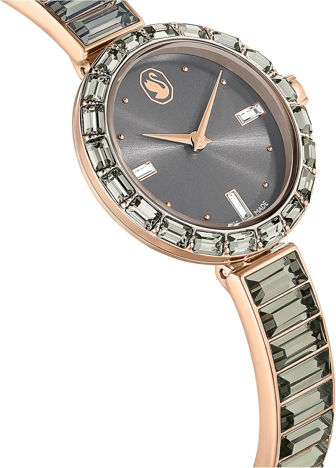 imageSwarovski Matrix Bangle Watch Swiss Made Crystal Bracelet Silver Tone Stainless SteelGrey Crystal