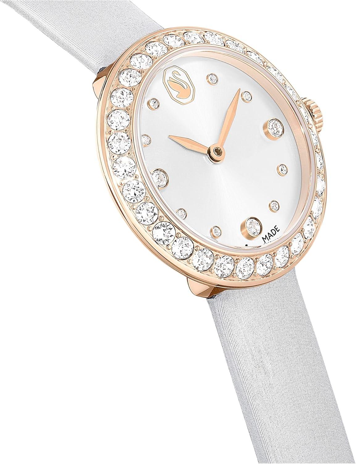 imageSwarovski Matrix Tennis Watch Swiss Made Leather Strap Gray Rose GoldTone Finish