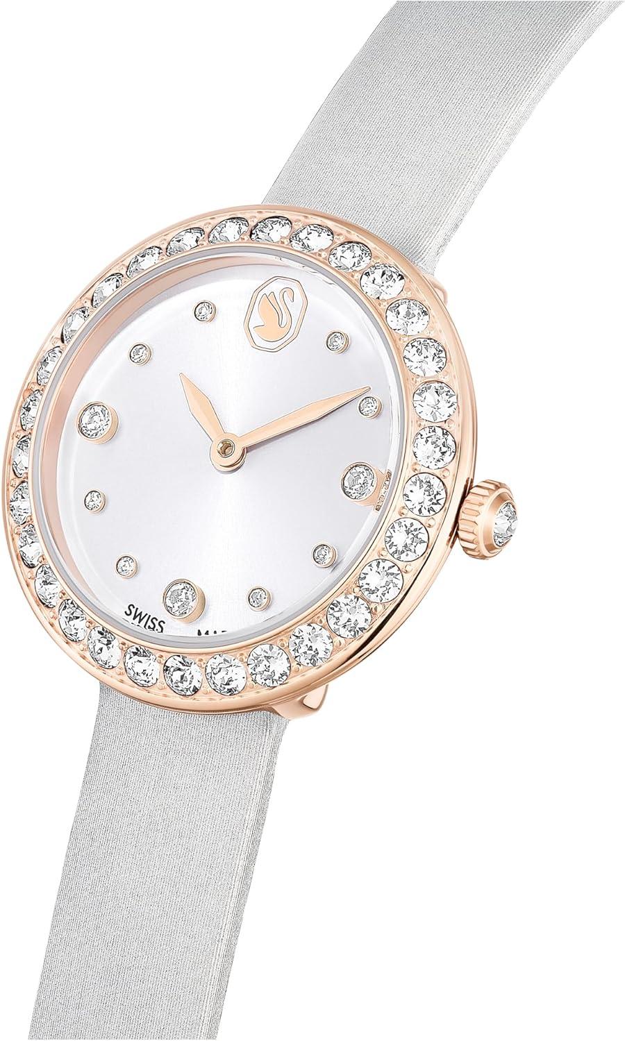 imageSwarovski Matrix Tennis Watch Swiss Made Leather Strap Gray Rose GoldTone Finish