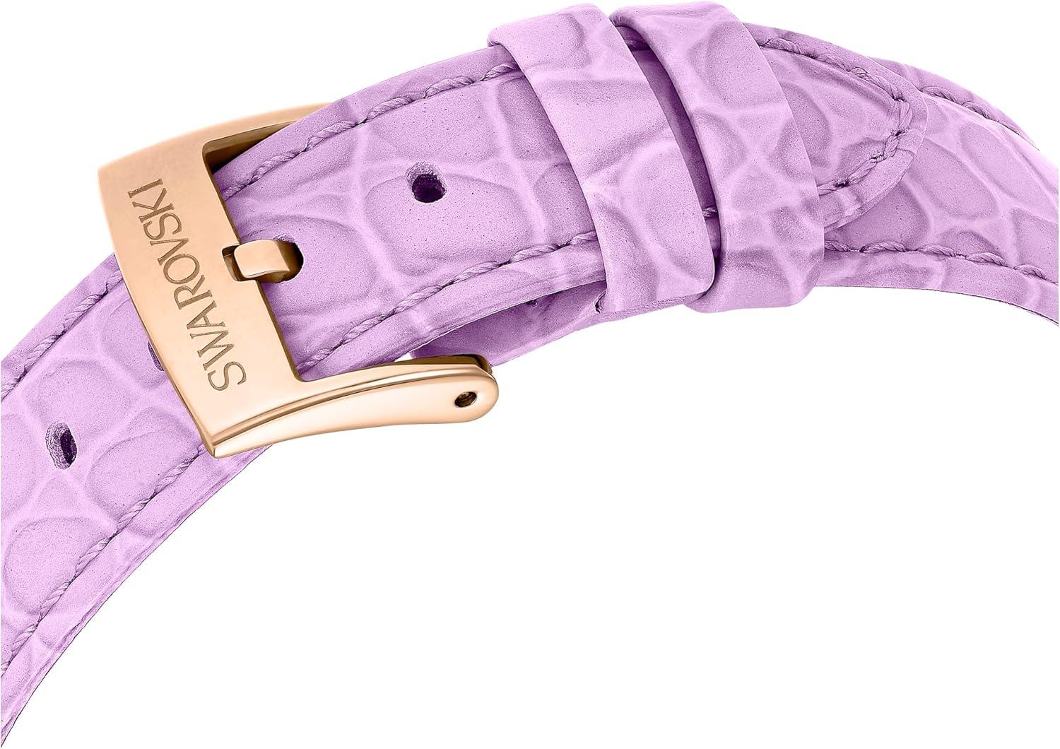 imageSwarovski Octea Chrono Watch Swiss Made Leather Strap Purple Rose GoldTone Finish