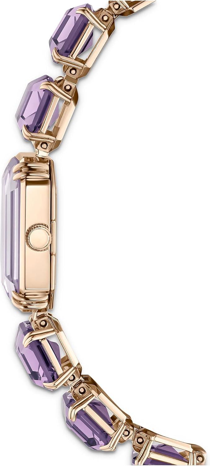 imageSwarovski Watch Octagon Cut Bracelet Purple Champagne GoldTone Finish