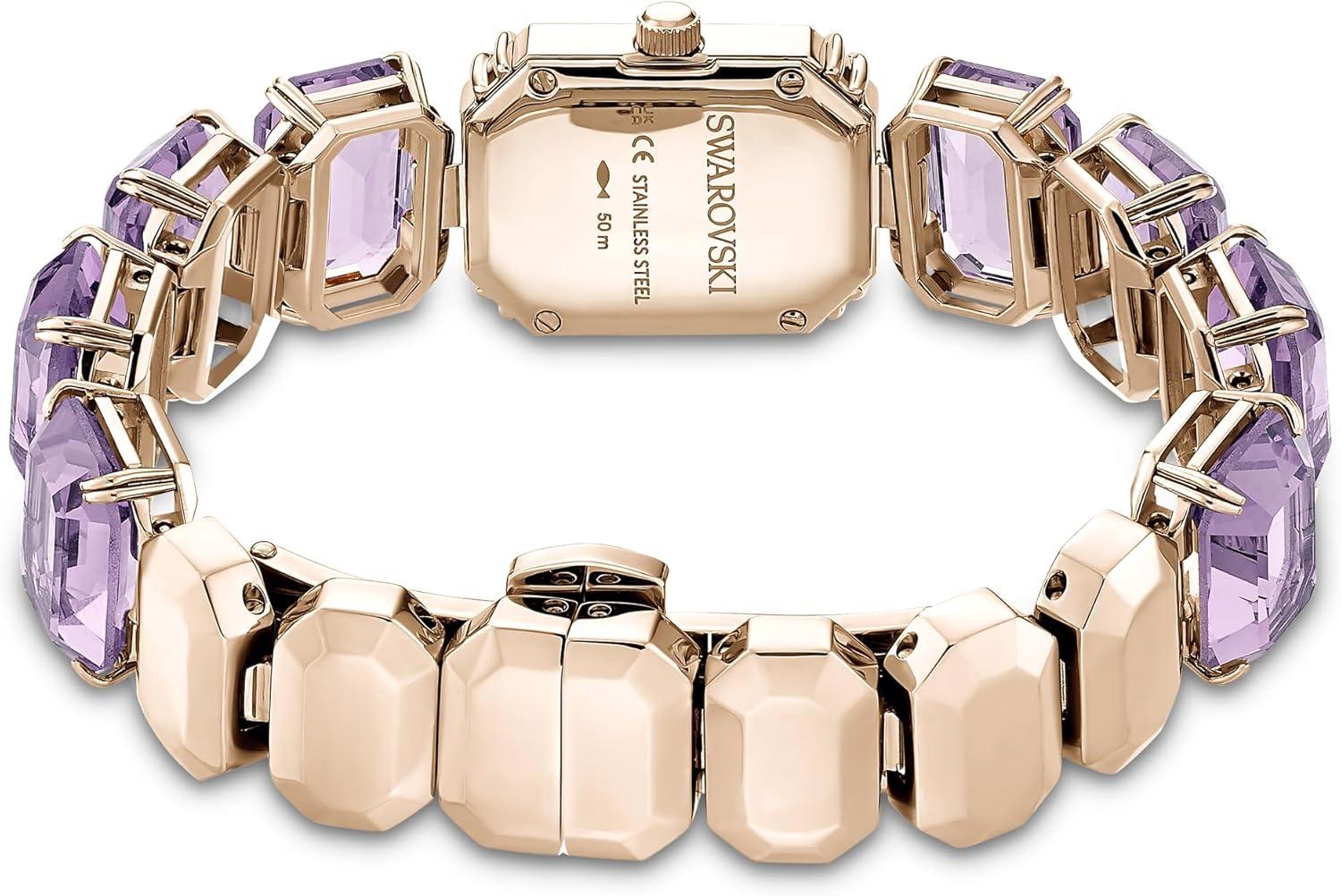 imageSwarovski Watch Octagon Cut Bracelet Purple Champagne GoldTone Finish