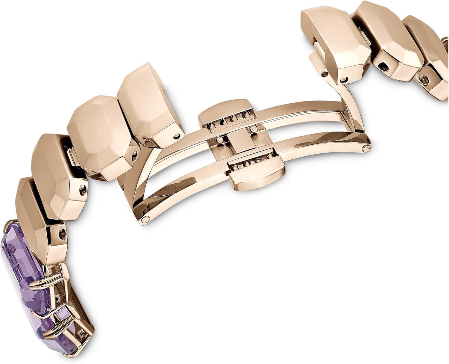 imageSwarovski Watch Octagon Cut Bracelet Purple Champagne GoldTone Finish