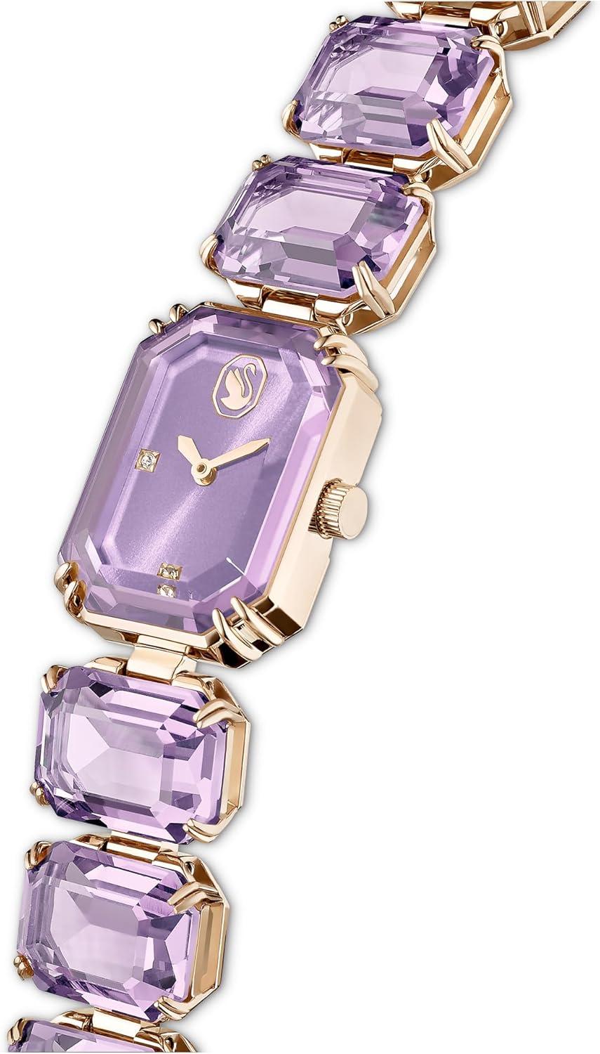 imageSwarovski Watch Octagon Cut Bracelet Purple Champagne GoldTone Finish