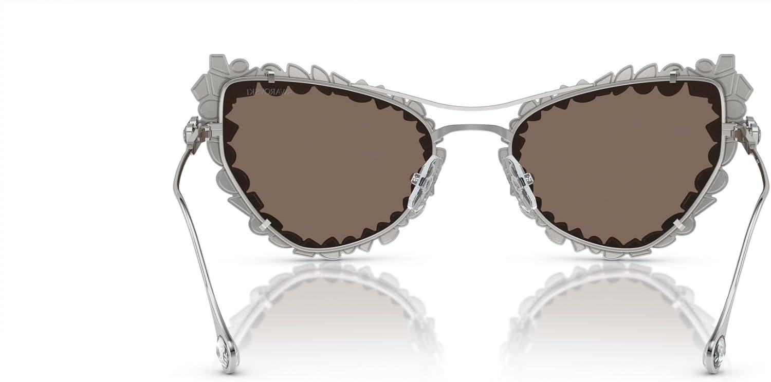 imageSwarovski Womens Sk 7011 with Crystal Clipon Butterfly SunglassesSilverClear Mirrored Real Platinum