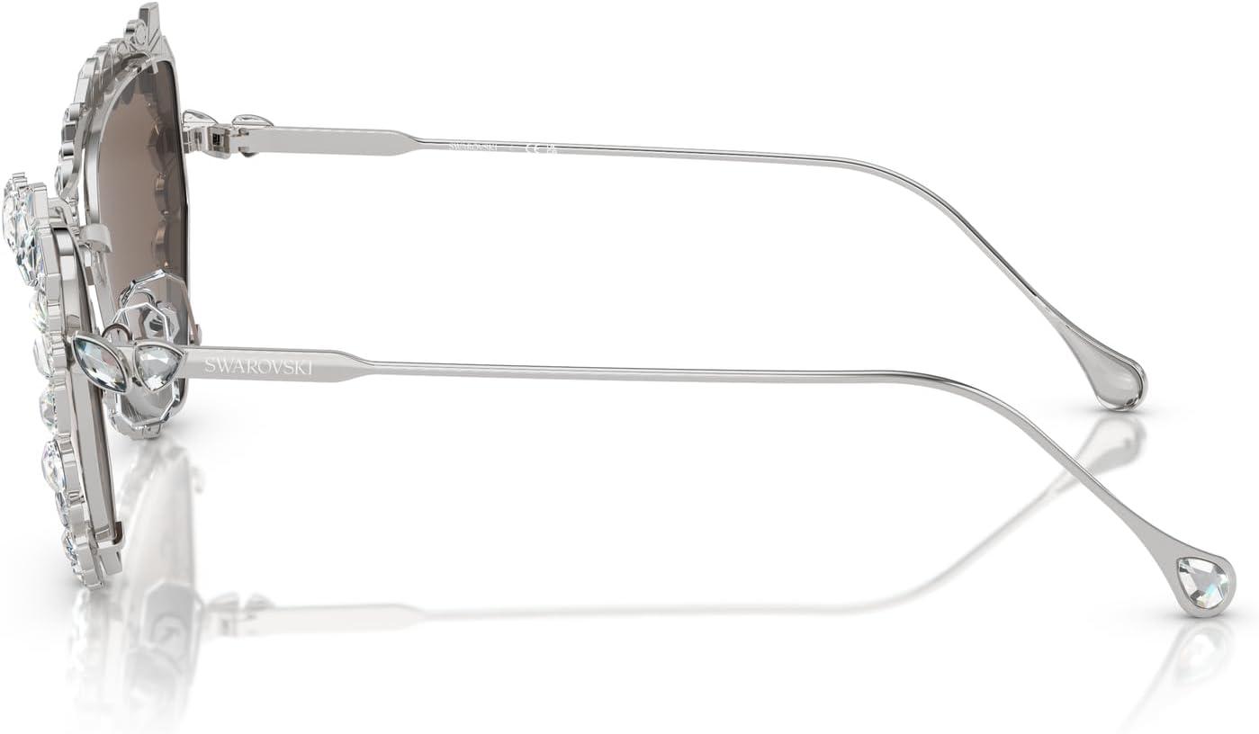 imageSwarovski Womens Sk 7011 with Crystal Clipon Butterfly SunglassesSilverClear Mirrored Real Platinum