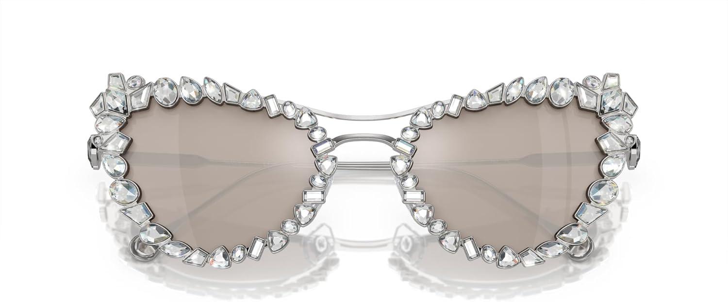 imageSwarovski Womens Sk 7011 with Crystal Clipon Butterfly SunglassesSilverClear Mirrored Real Platinum