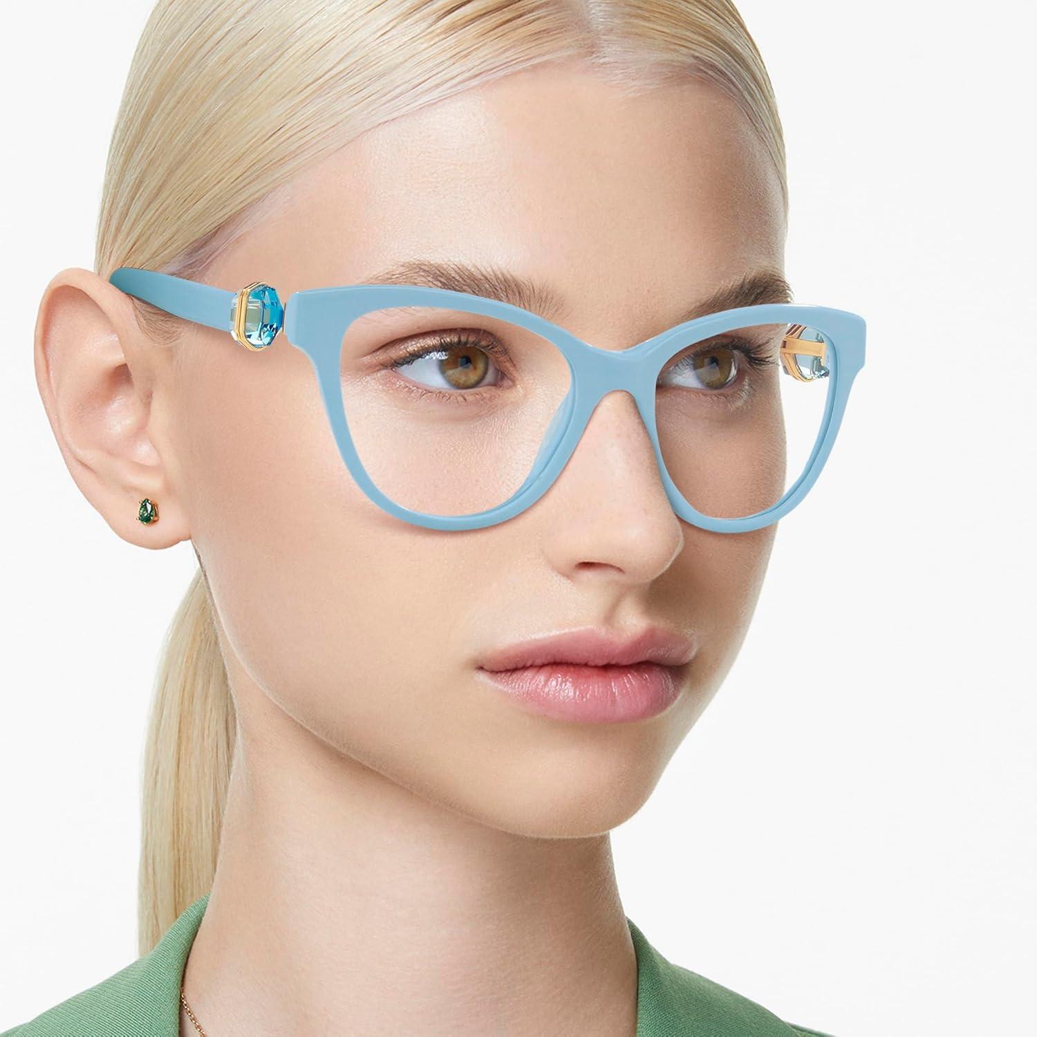 imageSwarovski Womens Sk2004 Round Prescription Eyewear FramesLight BlueDemo Lens