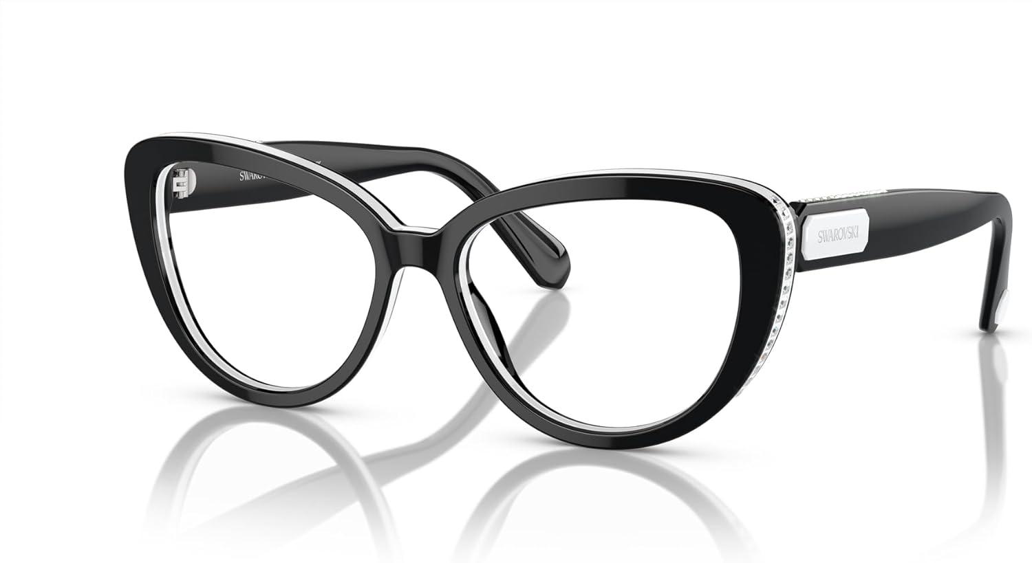 imageSwarovski Womens Sk2014 Cat Eye Prescription Eyewear FramesBlackWhiteDemo Lens