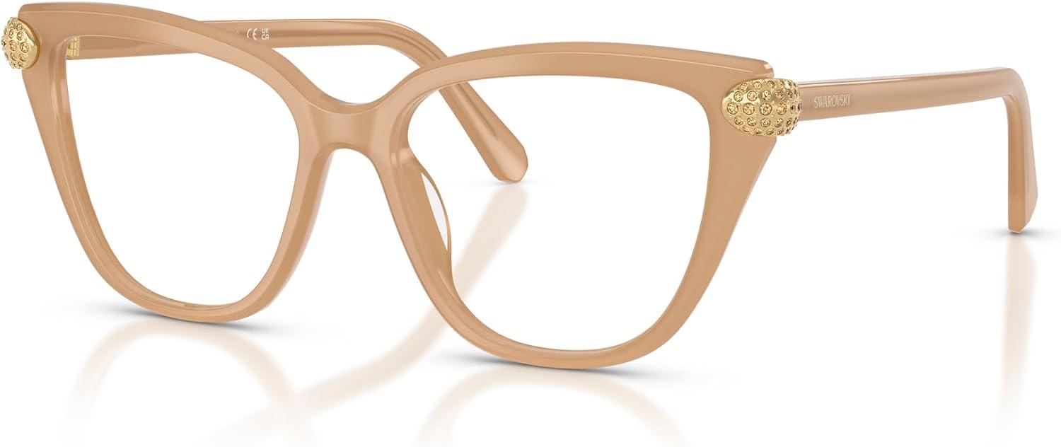 imageSwarovski Womens Sk2045f Low Bridge Fit Cat Eye Prescription Eyewear FramesMilky BeigeDemo Lens