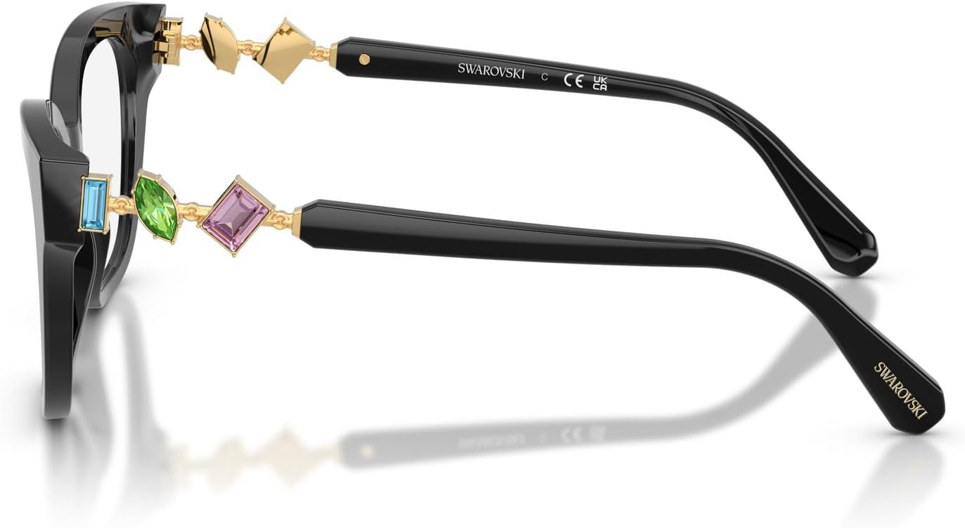 imageSwarovski Womens Sk2048f Low Bridge Fit Square Prescription Eyewear FramesBlackDemo Lens