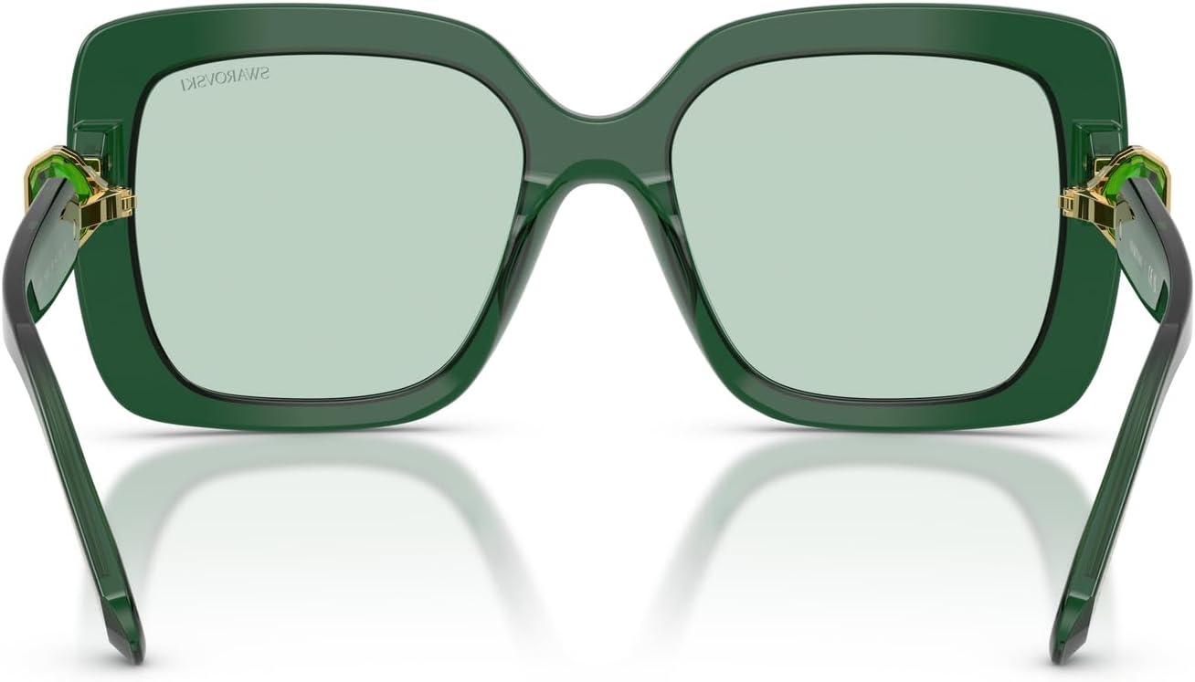 imageSwarovski Womens Sk6001 Square SunglassesTransparent GreenTransition Green