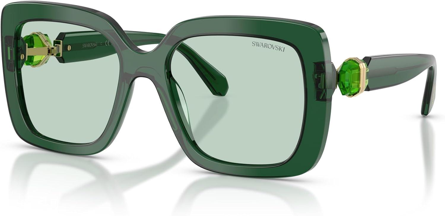 imageSwarovski Womens Sk6001 Square SunglassesTransparent GreenTransition Green