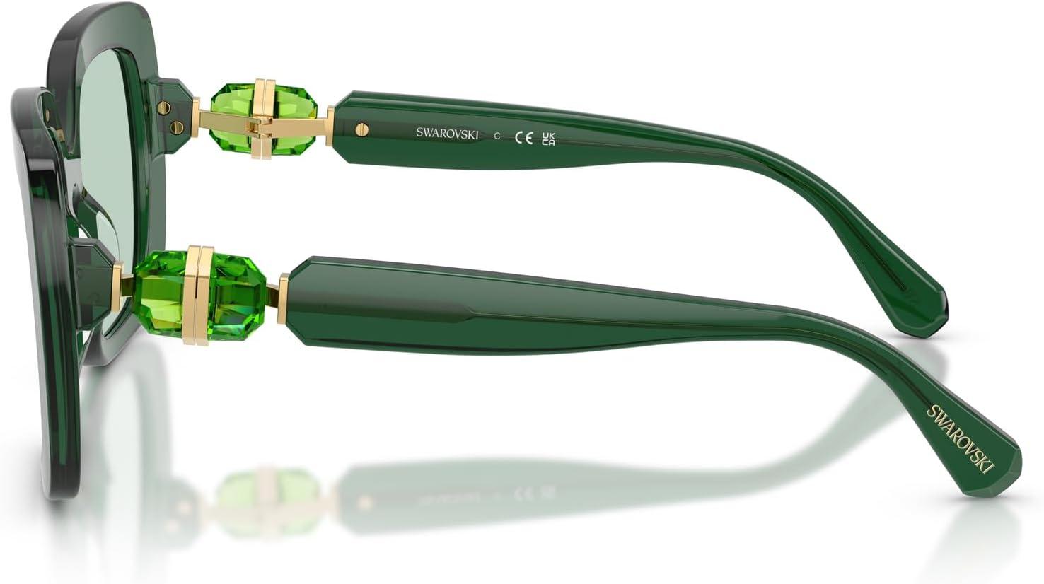 imageSwarovski Womens Sk6001 Square SunglassesTransparent GreenTransition Green