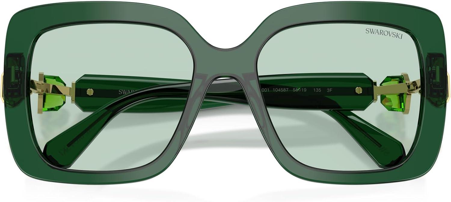 imageSwarovski Womens Sk6001 Square SunglassesTransparent GreenTransition Green
