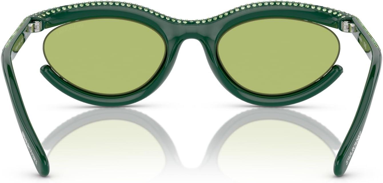 imageSwarovski Womens Sk6006 Oval SunglassesGreenLight Green Mirrored Silver